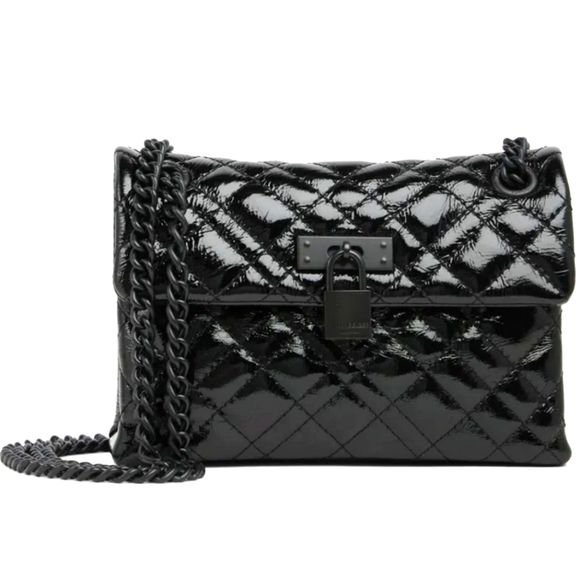 Kurt Geiger Handbags - KURT GEIGER LONDON Mini Brixton Drench Black Patent Leather Shoulder Bag